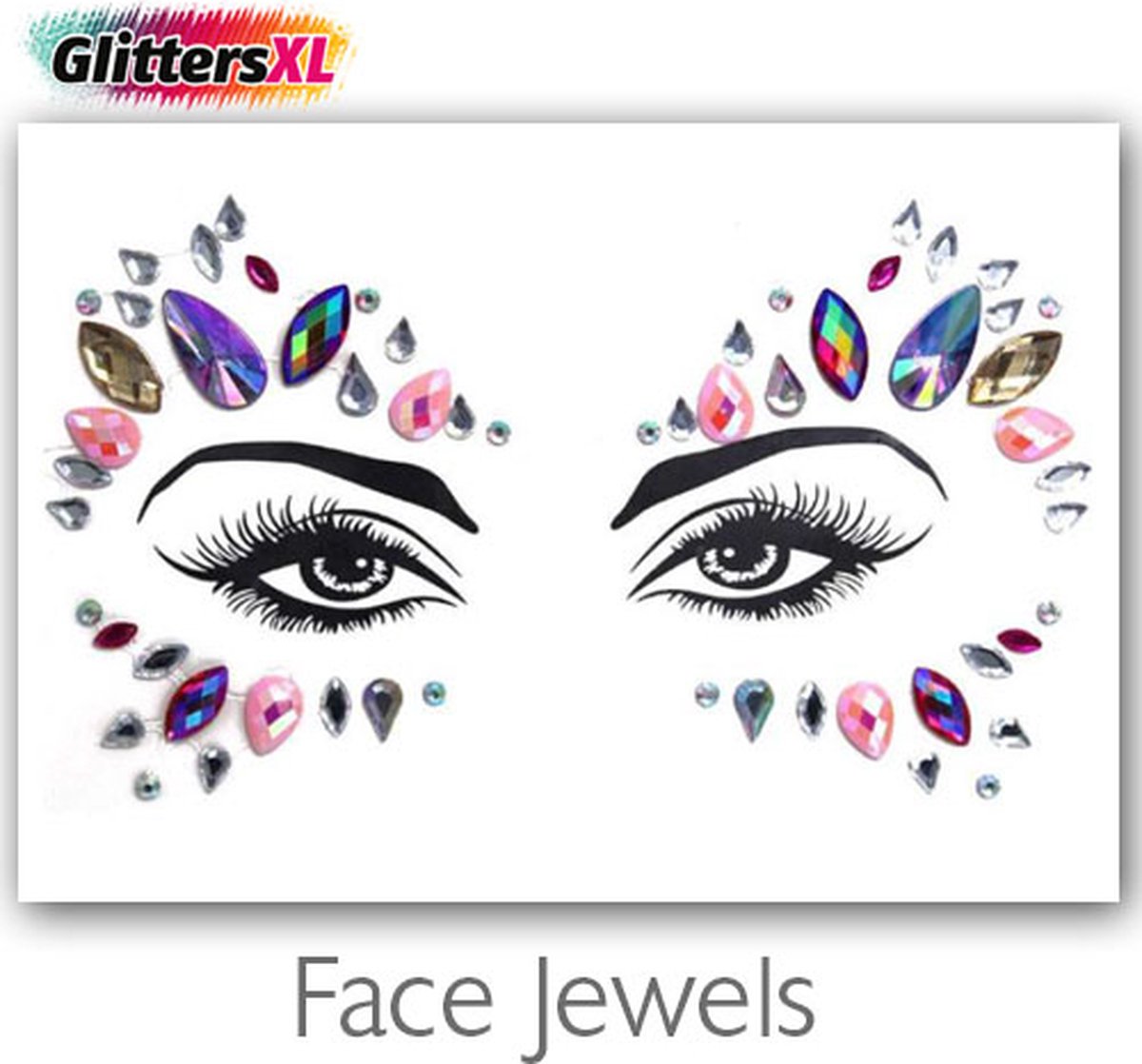 GlittersXL - Festival Diamant Face Jewels (Roze/Paars) [Dots Strass Steentjes met zelfklevend Plaklaag - Sticker Diamantjes voor Lichaam en Gezicht - Festival tattoo set outfit diamand glitter - Juwelen Face Glitterstiften tattoos kinderen]